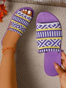 Women's Artistic Sandals 2024 New Summer Vintage Versatile Flat Roman Sandals Comfortable - Purple - View 2
