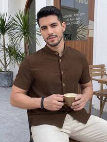 Men Shirts - Brown - View 6