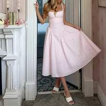 Women Midi Dresses - 杏色底印花 - 查看 6
