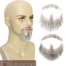 Fake Beard& Mustache, Men's Realistic Invisible Lace False Facial Hair | 100% Human Hair, Hand-Tied On Breathable Lace. Natural Facial Hair For Cosplay, Theater & Daily - Multicolor - View 14