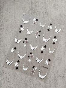 1 Sheet All‑Season Sweet Cute Style Polka Dot Moon Star Nail Stickers, 3D Self‑Adhesive Nail Art Decals For DIY Manicure & Press‑On Nails Salon Decor - Multicolor - View 13