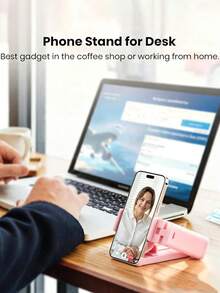 Multi-Color Airplane Phone Holder, 360° Rotating Foldable Hands-Free Clip Mount, Suitable For Air Travel, Car, Desk And More, Essential Mobile Accessory For Travel, Phone Accessory, Phone Holder, Office Desk Accessory, School Essential - Pink - View 5