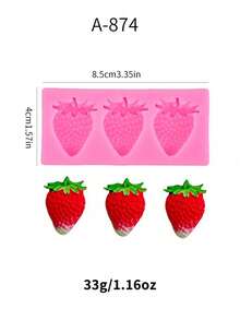 1pc Strawberry & Pineapple Shape Silicone Mold, DIY Silicone Mold For Handmade Soap, Candle, Wax Decoration - Pink - View 8
