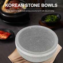 Stone Bowl With Wood Base 14cm Korean Stone Pot For Bibimbap Soup Rice Serving Traditional Asian Soup Bowl For Home Kitchen - View 7