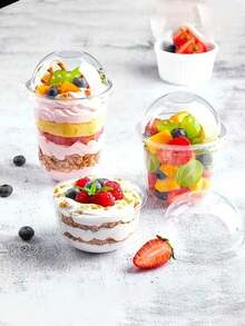 Viral U-Shaped Bobo Cup Disposable Fruit Yogurt Pudding Dessert Cake Ice Cream Bubble Tea Cup With Lid - Transparent - View 4