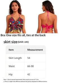 V Neck Multicolor Sequin Coin Halter Dance Crop Top Glitter Mesh Irregular Coin Tassel Dance Skirt Exotic Belly Dance Performance Outfit - Multicolor - View 8