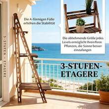 Faltbares Lageregal,Display Regal,Leiter Design Blumenstand - 棕色 - 查看 7