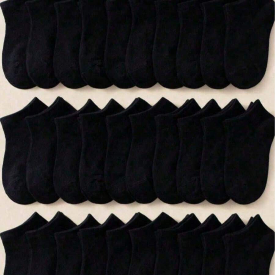 10/20/30 Pares de Meias Neutras Pretas, Brancas, Cinzas, Meias Esportivas, Meias Minimalistas, Macias, Confortáveis, Versáteis e Elegantes, Adequadas para Uso Diário ou Casual ao Ar Livre - Multicolorido - Visão 1