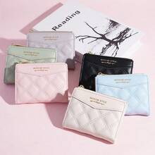 4pcs Letter TPU Short Women's Wallet, Exquisite Diamond Quilted Short Wallet, Multi-Slot Zipper Coin Purse, Student Minimalist Card Holder - Multicolor - View 2