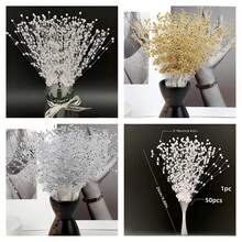 300pcs Mini Pearl Beaded Flower Stems, Small Pearl Floral Pins, Bridal Wedding Bouquet Pearl Floral Pins, Party Decoration Pearl Beaded Flower Stems, DIY Floral Arrangement Supplies, Wedding & Party, Home Decor Crafts - White - View 5
