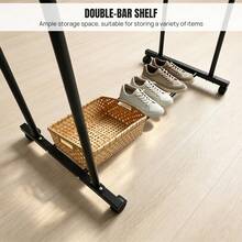EFAN Mobile Clothes Rack Double Rod Design, Carbon Steel Freestanding Hanger With Wheels And Brakes For Home Bedroom Laundry Storage - Double Bar Clothes Rail With Wheels - View 6