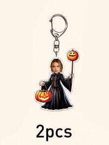 Custom Halloween Photo Keychain, Spooky Bag Charm, Personalized Face Key Chain, Customized Holiday Gift, Customizable Picture Keychain Accessory - Style a - View 7