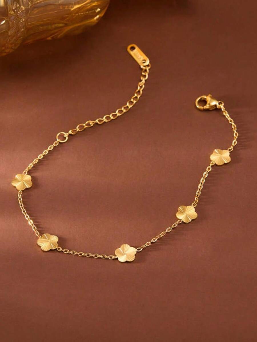 1 pieza Pulsera de acero inoxidable elegante y versátil para uso diario para mujeres - Amarillo Oro - Ver 1