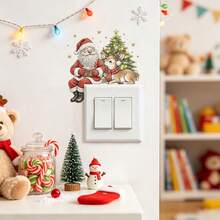 1PC 4 Styles Optional Waterproof Self‑Adhesive PVC Switch Decal, Cute Santa Mouse Christmas Tree Holiday Pattern, Removable Decorative Wall Socket Sticker, Home Wall Decor For Indoor House Christmas Winter Decoration - 1PC - View 4
