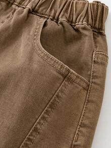 mini bala Boys & Girls Fade‑Resistant Denim Long Pants, 2026 Fall New In - Brown Tone - View 7