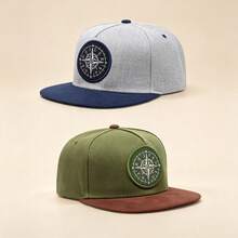 1pc Embroidered Compass Brim Cap, Street Dance Hip Hop Baseball Hat, Unisex, Suitable For Outdoor Activities - Multicolor - View 9