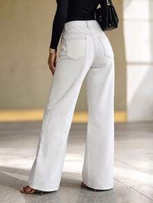 Four Seasons Fashion Street Style Personalized Women's Jeans, Straight Leg Cut, Perfect For Creating Casual Fashion Look, White Autumn Style - White - View 4