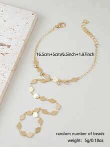 1pc Minimalist Geometric Cubic Zirconia Inlaid Finger Chain Bracelet, Elegant Accessory For Women's Daily, Date, Party Occasions, Fashionable Jewelry - Yellow Gold - View 6