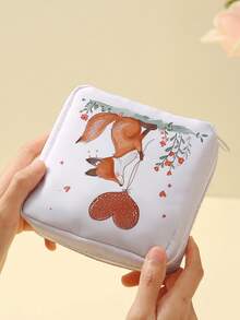 1pc Bowknot & Animal Pattern Sanitary Napkin Storage Bag, Coin Purse, Makeup Bag, Card Holder, Earphone Pouch, Can Hold Coins, Cards, Accessories, Keys, Multi-Functional Storage Bag - Multicolor - View 7