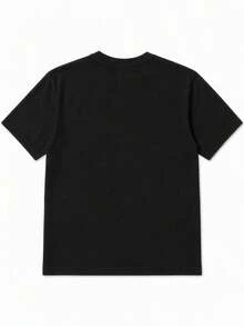 Camiseta de cuello redondo para hombre con estampado temático de Halloween, sencilla y combinable, ideal para salidas diarias de verano y atuendo festivo. - Negro - Ver 2