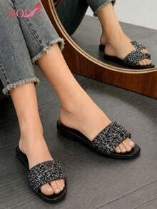 Women Flat Sandals - Negro-1 - View 7