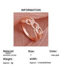 1pc Elegant Creative Interlocking Chain Design Ring With Synthetic Zirconia, Suitable For Daily Wear, Party, Birthday, Gift, Anniversary, Valentine's Day - Rose Gold - View 7
