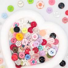 33/44/55/66/77/88/99Pcs Mixed Style Colorful Decorative Buttons Random Colors, Heart Flower Star Shape Resin Buttons, DIY Crafts Multi-Shape Sewing Buttons, Scrapbooking, Card Making, Handmade Jewelry, Clothing Decoration Accessories - Multicolor - View 9