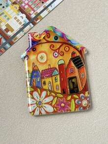1pc Creative Cozy Fairy Tale Town Style House Shaped High-Definition Printed Gold Foil Embossed Fridge Magnet, Suitable For Home Decor, Daily Use, Travel Cultural Creative, Holiday And Birthday Gift - House Fridge Magnet - View 11
