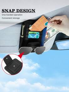 1pc Auto Car Sun Visor Organizer, Visor Holder, Car Sun Visor Mutil-Pocket Storage Organizer,Car Truck SUV Storage Pouch Holder, Multifunctional Auto Interior Accessories Storage Pocket Sun Visor Pouch For Fashion Glasses, Document, Card,Driver License - Black - View 3