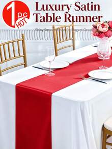 1-6 piezas Camino de mesa de satén rojo, camino de mesa de seda suave y sedosa de 12 in x 108 in, decoración de silla, decoración de habitación, decoración de mesa de comedor, perfecto para fiesta, boda, banquete, Navidad - Multicolor - Ver 11