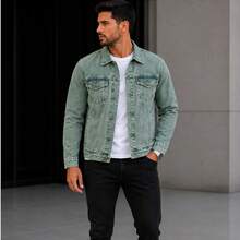 Men's Iron Button Twill Jacket - Verde de piedra - Ver 3