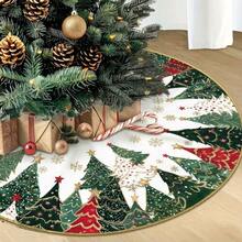 1pc 60CM 90CM 120CM 150CM 180CM Multi-Size Round Christmas Tree Skirt, Tree Top Star Print Pattern, Suitable For Family Gatherings, Outdoor, Yard Christmas Decoration, Christmas Tree Not Included, Only Tree Skirt - 1PC - View 4