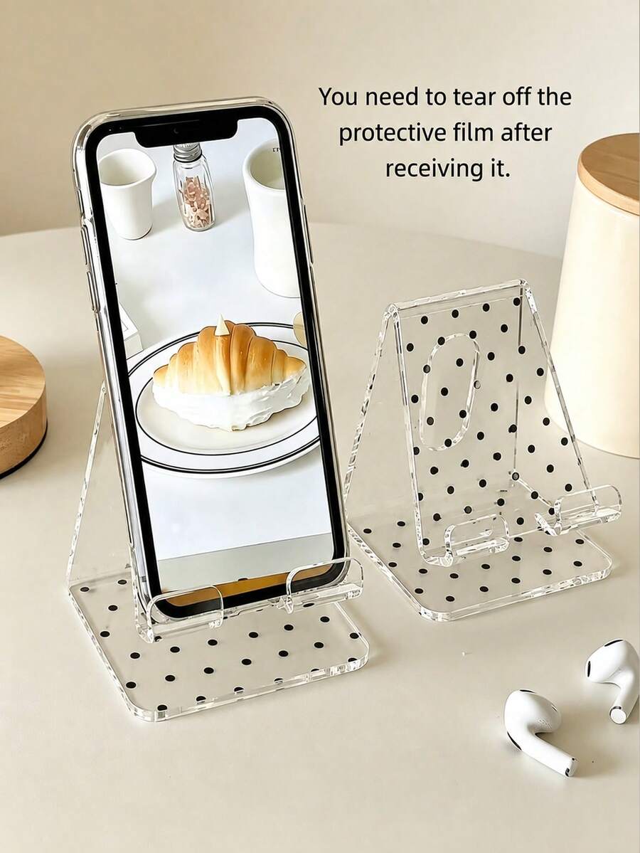 Stand Ponsel Akrilik Transparan Polka Dot Baru - Desain Alas Anti Selip, Port Pengisian Daya Terpisah; Cocok Untuk Kelas Online di Asrama, Belajar di Meja, Menonton Film, Streaming Langsung, Kantor dan Kamar Tidur; Kompatibel Dengan Semua Smartphone dan Tablet Kecil, Penting Untuk Mahasiswa di Musim Kembali ke Sekolah. - Beraneka warna - View 1