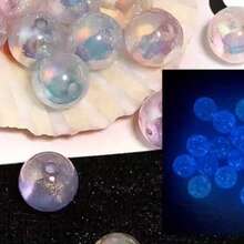 20pcs 12/16mm Acrylic Beads Shooting Star Glowing Round Beads For DIY Jewelry Making, Suitable For Phone Straps, Beaded Pens, Keychain Accessories - Multicolor - View 7