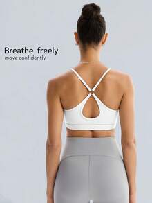 Tender Angel Non-Removable Padded Criss-Cross Back Yoga Running Training Sports Tank Top White - White - View 3