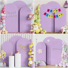 Latar Belakang Lengkung Ungu Muda, 5ft, 6ft, 6.6ft, 7.2ft Penutup Lengkung Pernikahan 2pcs Kain Spandex Latar Belakang Lengkung Kubah Kain Cocok Untuk Pesta Ulang Tahun Dekorasi Bingkai Lengkung Pernikahan (Bingkai Lengkung Tidak Termasuk, Hanya Latar Belakang Kain) - ungu muda - View 3