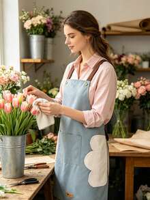 Women's Waterproof Oil-Proof Apron, Cute Fashionable Bib Apron For Kitchen Cooking, Adult Workwear, Suitable For Hair Salon, Cooking, With Pockets - Apron - View 10