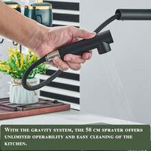 Matte Black Kitchen Mixer Taps Pull Out Spray Head Single Lever Mono Sink Faucet - Black - View 7