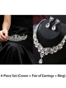 1pc Bridal Crown Wedding Headband, Bride Party Accessory, Suitable For Christmas, Halloween, Birthday - Silver - View 13