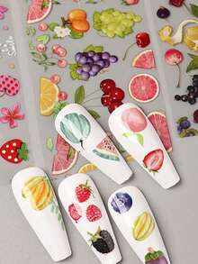 10 Rolls/Box Summer Theme Fruit Pattern Nail Art Transfer Stickers, Holographic Foil Nail Decals DIY Nail Supplies - Multicolor - View 3