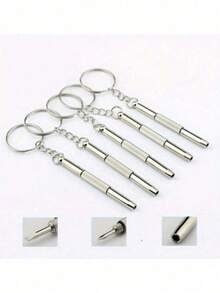 Silver 3-In-1 Multi-Function Screwdriver Keychain, For Repairing Fashion Glasses, Watches And Eyeglasses, Practical Small Tool, Men's Tool - Multi-color - View 2