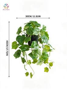 17.72英吋人造葡萄藤吊植盆栽,逼真垂墜葡萄葉綠植,仿真觸感人造植物,適用室內外居家裝飾,陽台花園家居裝飾 - 彩色 - 查看 3