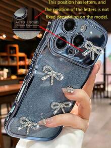 Casing Ponsel Mewah Lucu Berkilau dengan Hiasan Pita Berlian Imitasi, Kompatibel dengan iPhone 17 Pro Max 17 Pro 17 16 Pro Max 16 Pro 16 15 Pro Max 15 Pro 15 14 13 17 Air, Cocok untuk Anak Perempuan dan Wanita, dengan Tepi Bergelombang dan Bahan Lembut, Hadiah untuk Anak Perempuan dan Wanita. - Biru - View 4