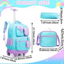 3PCS Rolling Backpack For Girls Bookbag Set For Girls With Crossbody Bag And Pencil Case For School And Travel Back To School - Girls' Trolley School Bag - View 4