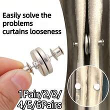 1Pair/2/3/4/5/6Pairs Magnetic Curtain Closure Clips, Light-Blocking Wind-Proof, Tool-Free Installation No Drilling, Reusable - Silver - View 2