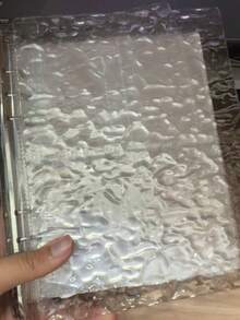 1pc Water Ripple Transparent Loose-Leaf Photo Album, Acrylic Transparent Storage Folder, Durable Material, Loose-Leaf Cover; Can Be Used As Notebook, Planner, Card Storage Album, Sticker Book, Photo Album, Stationery Gift, Suitable For Girls; Back To School, Halloween Gift Choice - Ring Binder - View 12