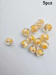 5pcs 16mm Glow-In-The-Dark Rose Resin Beads, Round Beads With Straight Holes, DIY Crafts, Jewelry Making, Phone Straps, Bracelets, Hair Accessories - Glow-in-the-dark Rose Beads - View 22