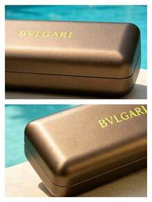 1 buah Kotak Kacamata Mewah dengan Cangkang Keras, Kotak Penyimpanan Kacamata Pelindung, Aksesori Desainer Wanita, Hadiah Sempurna BVLGARI-GIFT-7 - Hitam - View 4