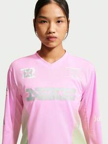 Nike Women's AS W NK SWIFT JERSEY TOP LS NV Long Sleeve Knit Collarless T-Shirt TIM7543-621 - Tropical Pink - View 3