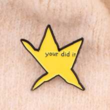 Fun "You Did It" Star-Shaped Enamel Brooch, Pine Tree Pattern Lapel Pin, Can Be Used As Backpack, Clothing Accessory, Fashion Jewelry Or Gift For Friends. - NR10087 - View 7